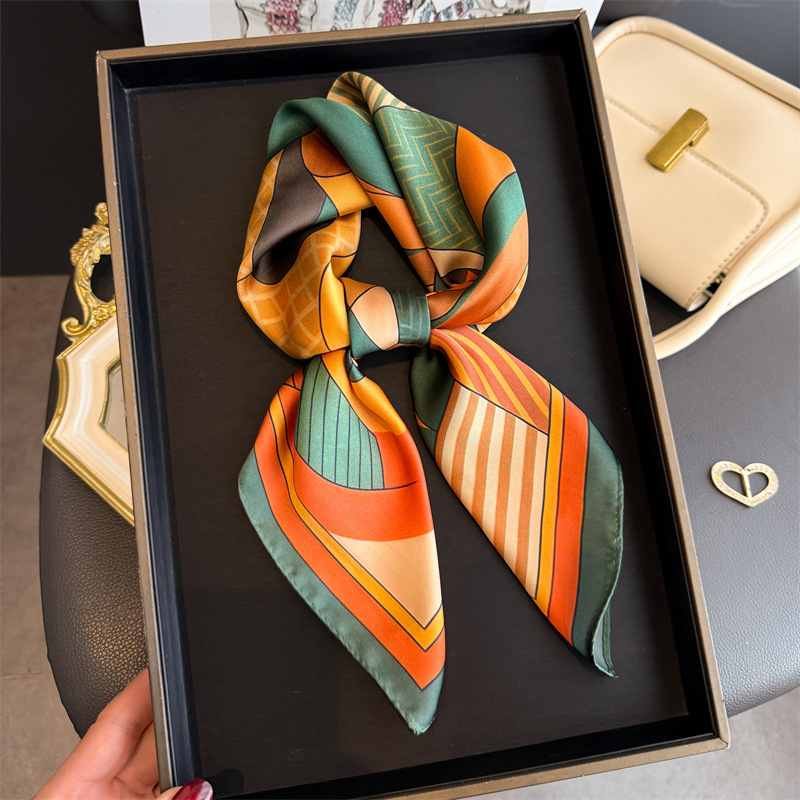 Face Scarf Mask - 2026 New Geometry Print Silk Square
