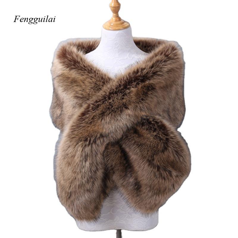 Women's White Faux Fur Shawl B - Stole Wedding Shawl 评论和价格