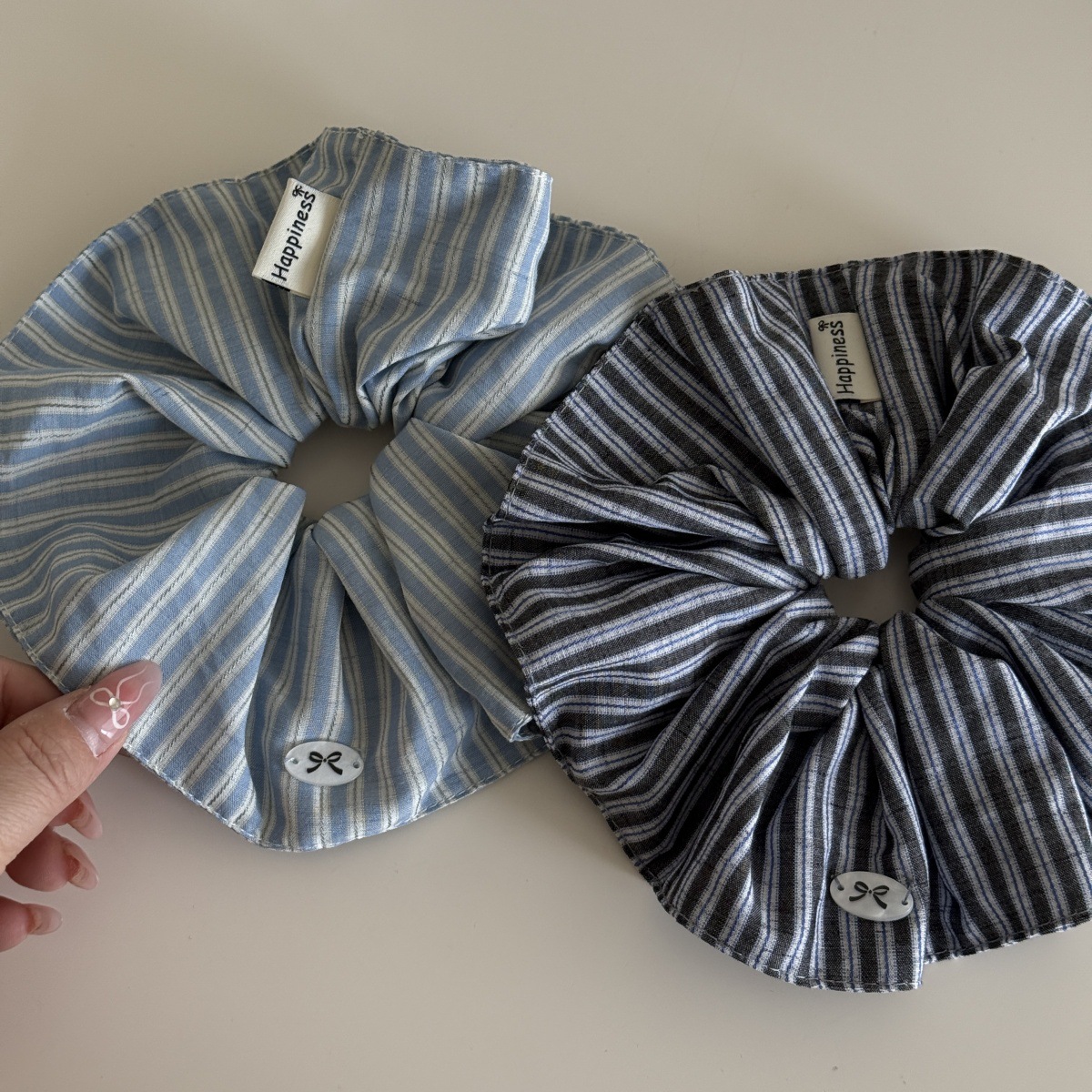 Blue Solid Color Silk Hair Ban - Silk Tie Striped 评论和价格