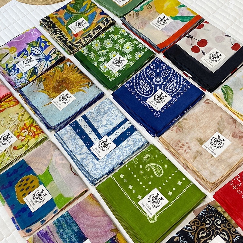 100% Cotton Square Scarf For W - Bandana Cotton 评论和价格