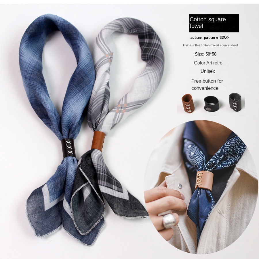 Men's Square Scarf with Button - Scarf Silk Square 评论和价格