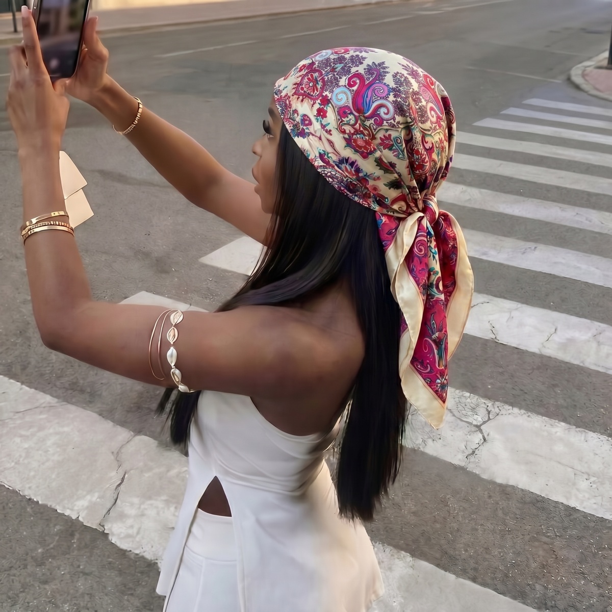 New Silk Shawl Square Scarf fo - Head Wrap Turban 评论和价格