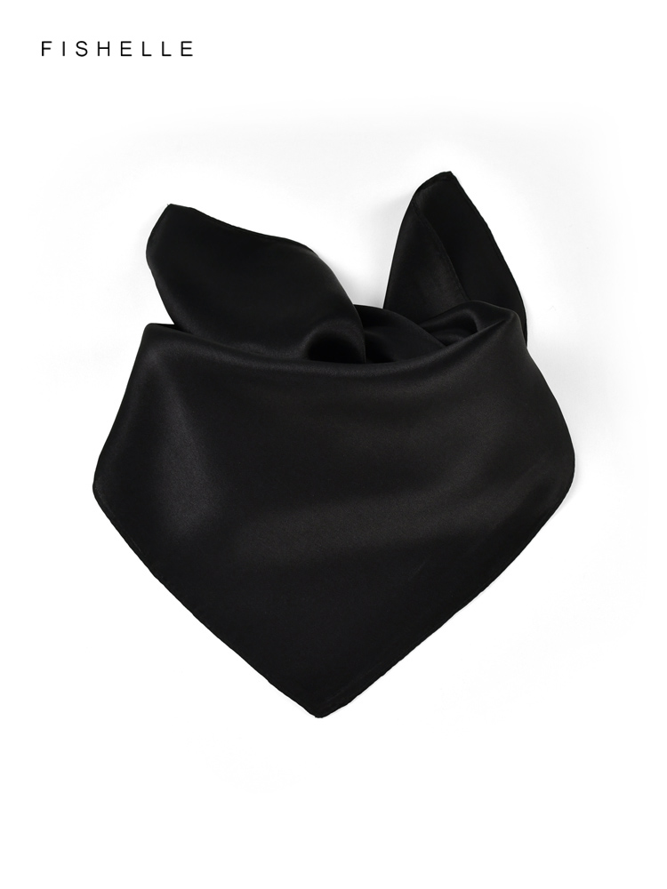 Solid color black pure silk sc - Scarf Silk Square 评论和价格