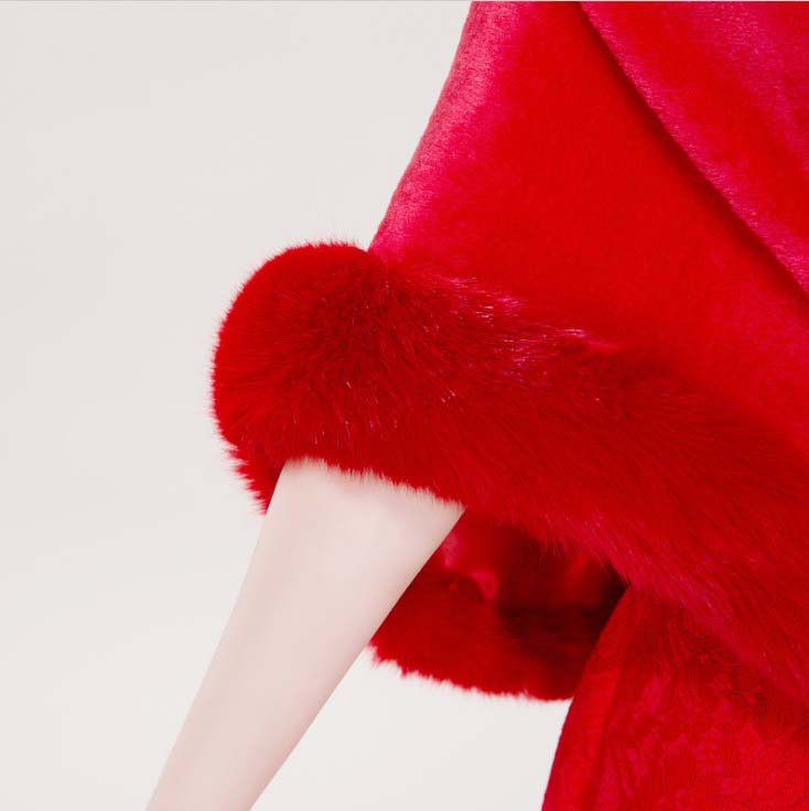 Red Bridal Wraps Winter Faux F - Stole Wedding Shawl 评论和价格