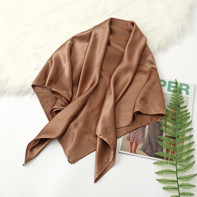 90cm Solid Colors Neckerchief  - Scarf Silk Square 评论和价格
